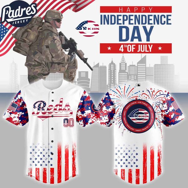 Cincinnati Reds MLB X The 4th Of July X Military Personalized Baseball Jersey