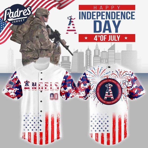 Los Angeles Angels MLB X The 4th Of July X Military Personalized Baseball Jersey