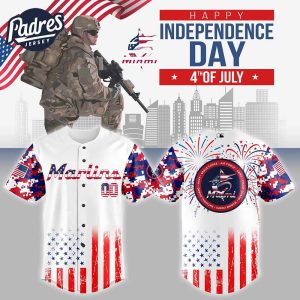 Miami Marlins MLB X The 4th Of July X Military Personalized Baseball Jersey
