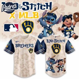 Milwaukee Brewers MLB Lilo And Stitch Summer Baseball Jersey
