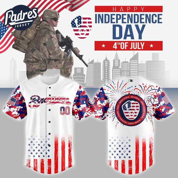 Milwaukee Brewers MLB X The 4th Of July X Military Personalized Baseball Jersey