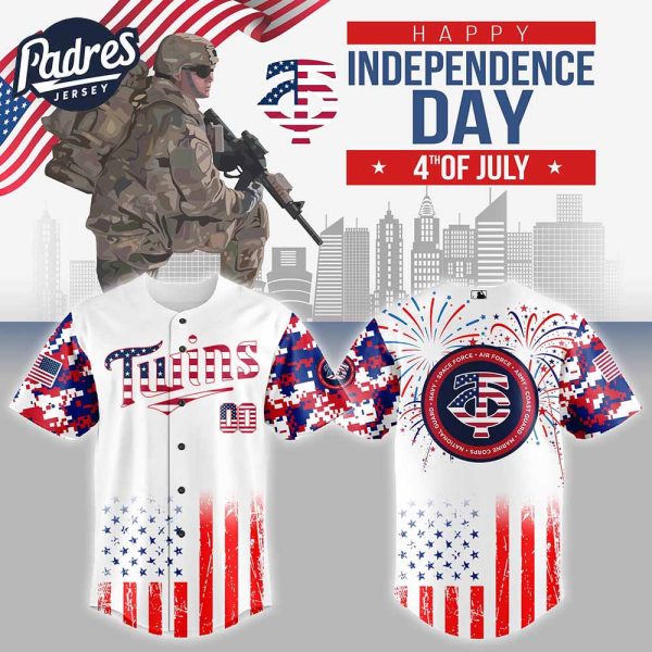 Minnesota Twins MLB X The 4th Of July X Military Personalized Baseball Jersey