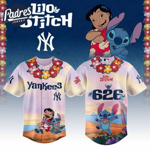 New York Yankees MLB X Lilo Stitch Personalized Baseball Jersey