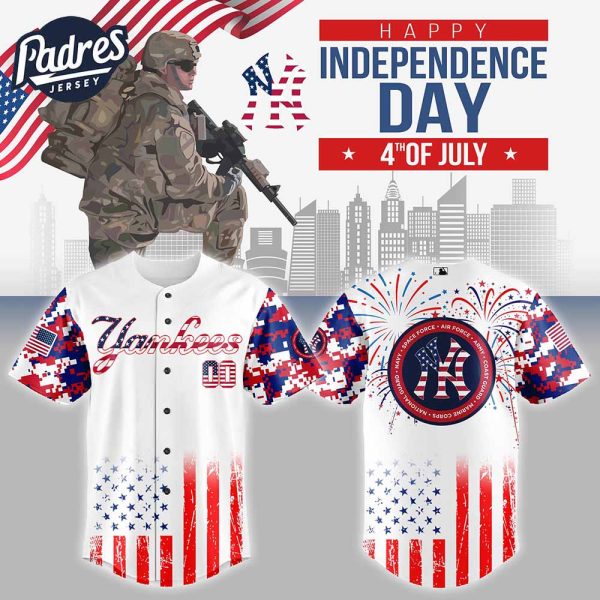 New York Yankees MLB X The 4th Of July X Military Personalized Baseball Jersey