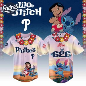 Philadelphia Phillies MLB X Lilo Stitch Personalized Baseball Jersey