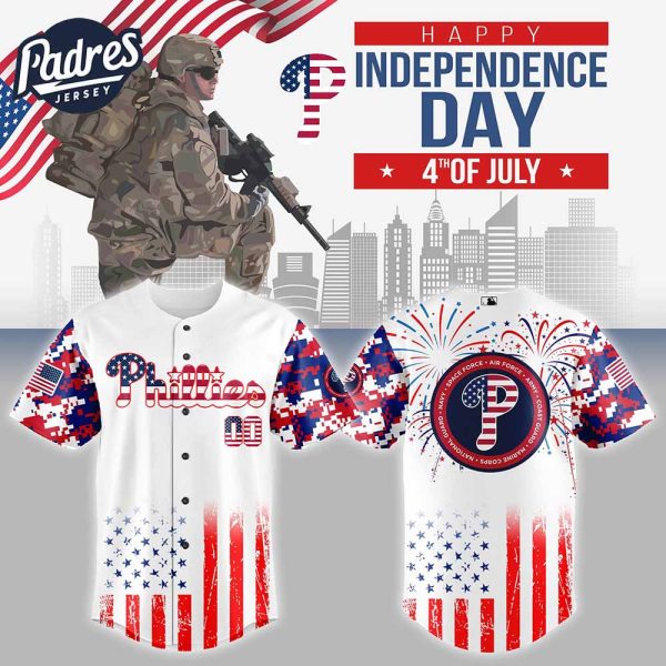 Philadelphia Phillies MLB X The 4th Of July X Military Personalized Baseball Jersey