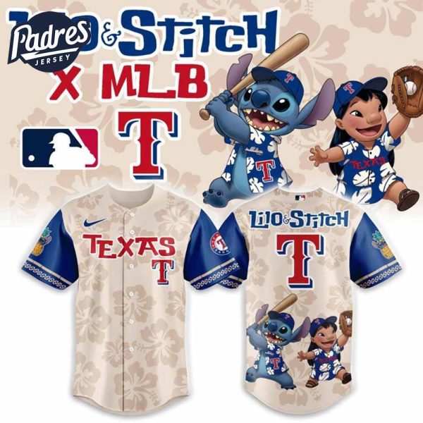 Texas Rangers MLB Lilo And Stitch Summer Baseball Jersey