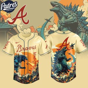 Atlanta Braves MLB X Godzilla Custom New Baseball Jersey