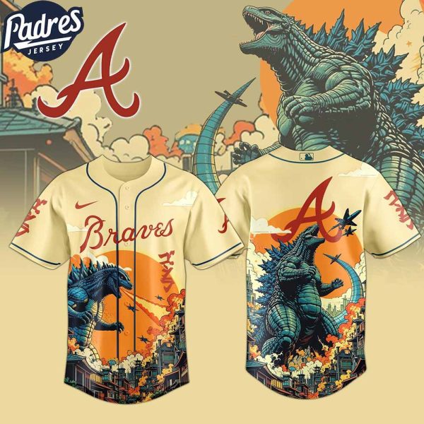 Atlanta Braves MLB X Godzilla Custom New Baseball Jersey