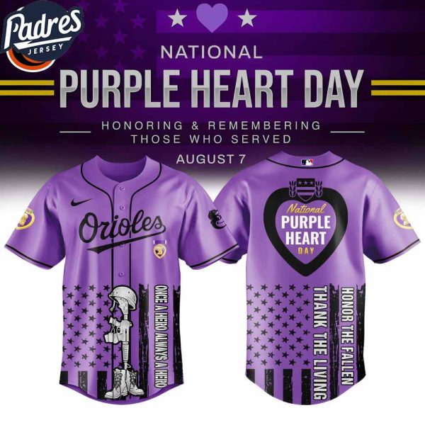 Baltimore Orioles MLB X Purple Heart Day Personalized Baseball Jersey