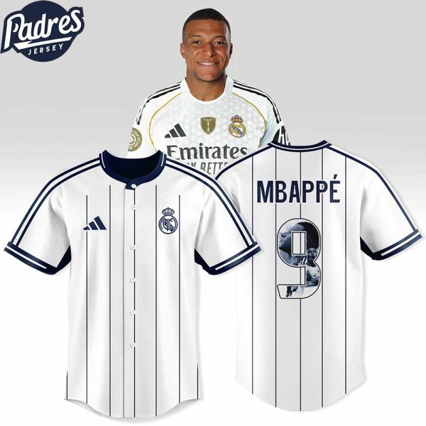 Kylian Mbappe 09 Real Madrid Custom Baseball Jersey