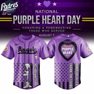 Los Angeles Angels MLB X Purple Heart Day Personalized Baseball Jersey