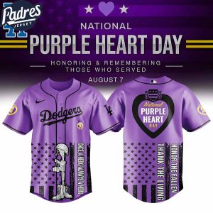 Los Angeles Dodgers MLB X Purple Heart Day Personalized Baseball Jersey