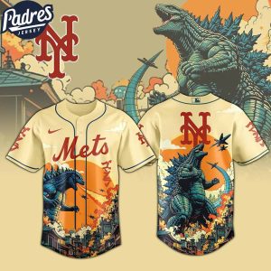 New York Mets MLB X Godzilla Custom New Baseball Jersey