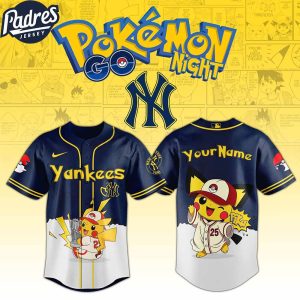 New York Yankees MLB x Pokemon GO Night Custom Baseball Jersey