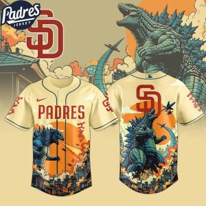 San Diego Padres MLB X Godzilla Custom New Baseball Jersey