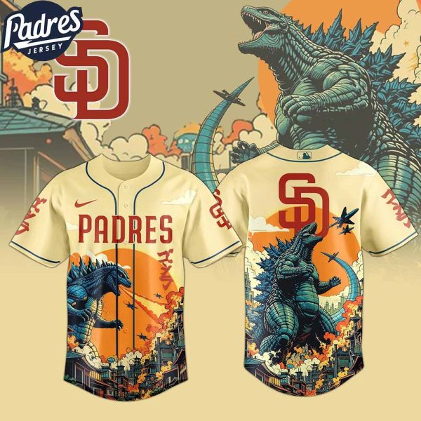 San Diego Padres MLB X Godzilla Custom New Baseball Jersey