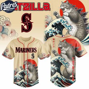 Seattle Mariners MLB X Catzilla Personalized Baseball Jersey