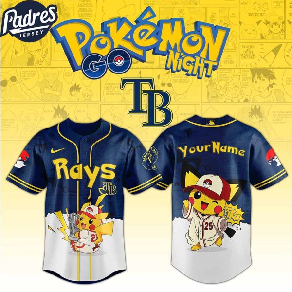 Tampa Bay Rays MLB x Pokemon GO Night Custom Baseball Jersey 1