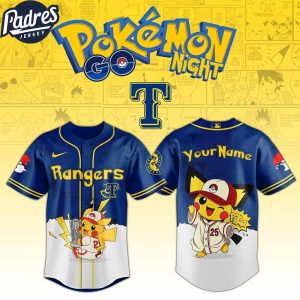 Texas Rangers MLB x Pokemon GO Night Custom Baseball Jersey 1
