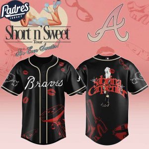 Atlanta Braves MLB x Sabrina Carpenter Short n' Sweet Black Velvet Custom Baseball Jersey