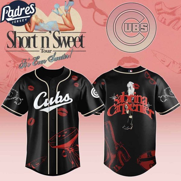Chicago Cubs MLB x Sabrina Carpenter Short n' Sweet Black Velvet Custom Baseball Jersey