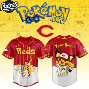 Cincinnati Reds MLB x Pokemon GO Night Custom Baseball Jersey