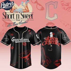 Cleveland Guardians MLB x Sabrina Carpenter Short n' Sweet Black Velvet Custom Baseball Jersey