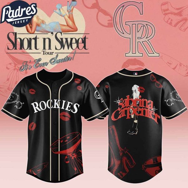 Colorado Rockies MLB x Sabrina Carpenter Short n' Sweet Black Velvet Custom Baseball Jersey