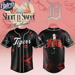 Detroit Tigers MLB x Sabrina Carpenter Short n' Sweet Black Velvet Custom Baseball Jersey