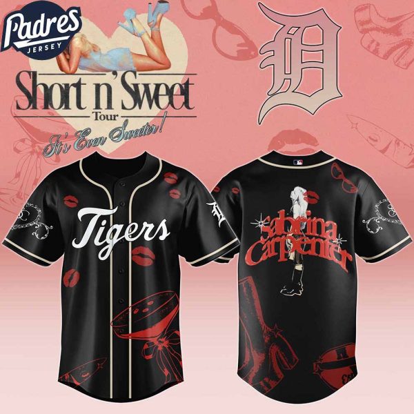 Detroit Tigers MLB x Sabrina Carpenter Short n' Sweet Black Velvet Custom Baseball Jersey