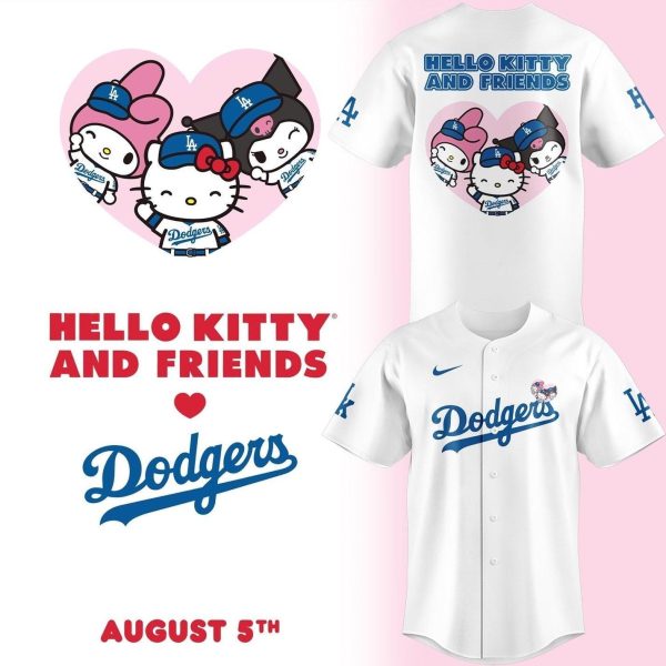 Hello Kitty And Friends Los Angeles Dodgers Baseball Jersey Shirt