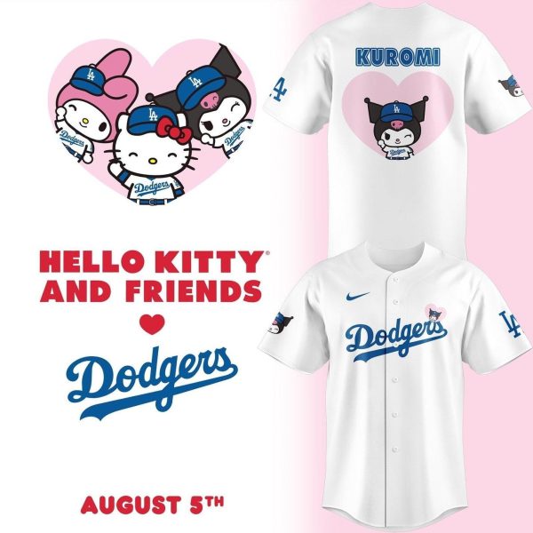 Hello Kitty And Friends Los Angeles Dodgers Kuromi Baseball Jersey