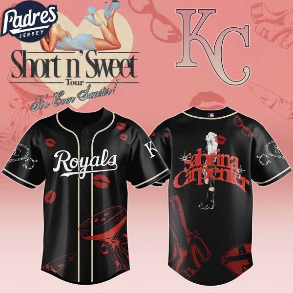 Kansas City Royals MLB x Sabrina Carpenter Short n' Sweet Black Velvet Custom Baseball Jersey