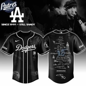 Los Angeles Dodgers MLB x Eminem 25th The Slim Shady LP List Music Custom Baseball Jersey