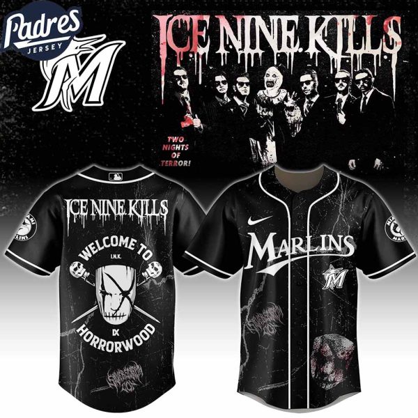 Miami Marlins MLB x Ice Nine Kills Welcome to Horrorwood Custom Baseball Jersey