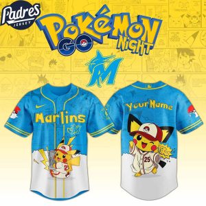 Miami Marlins MLB x Pokemon GO Night Custom Baseball Jersey