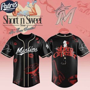 Miami Marlins MLB x Sabrina Carpenter Short n' Sweet Black Velvet Custom Baseball Jersey