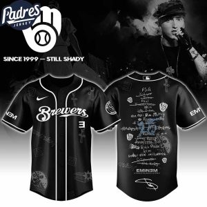 Milwaukee Brewers MLB x Eminem 25th The Slim Shady LP List Music Custom Baseball Jersey