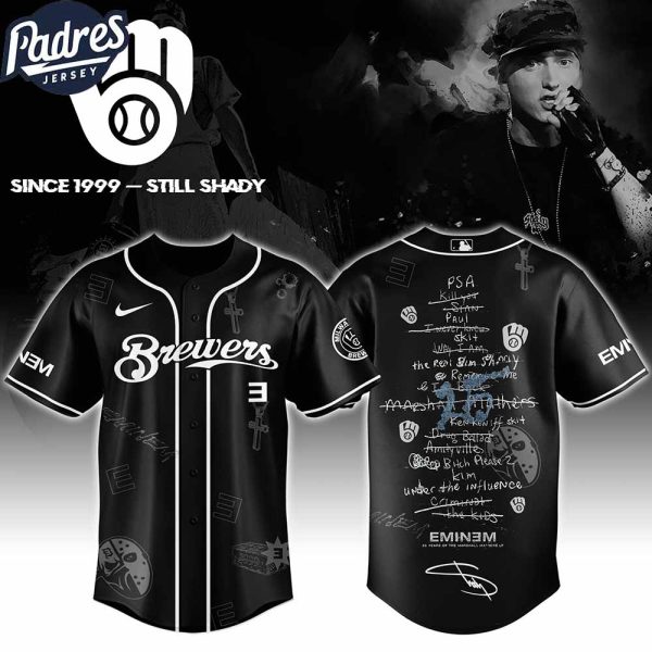 Milwaukee Brewers MLB x Eminem 25th The Slim Shady LP List Music Custom Baseball Jersey