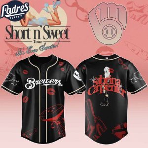 Milwaukee Brewers MLB x Sabrina Carpenter Short n' Sweet Black Velvet Custom Baseball Jersey