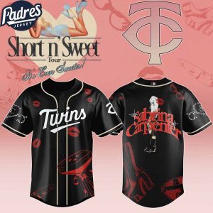 Minnesota Twins MLB x Sabrina Carpenter Short n' Sweet Black Velvet Custom Baseball Jersey