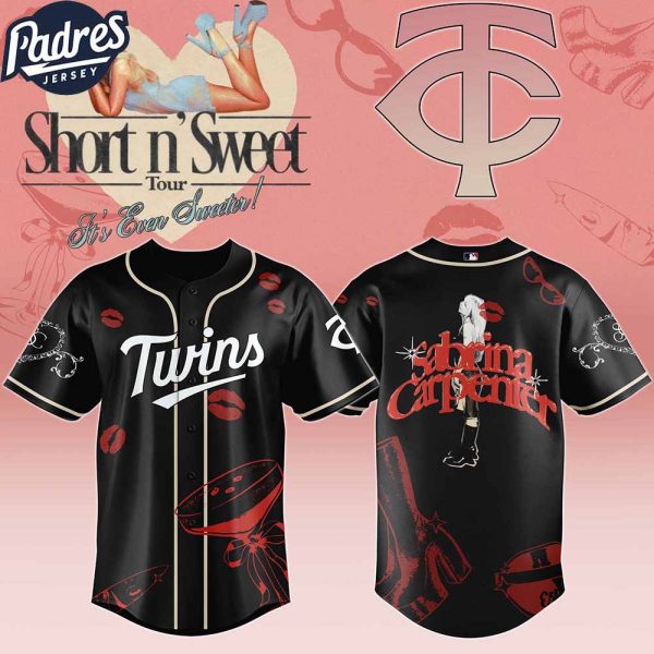 Minnesota Twins MLB x Sabrina Carpenter Short n' Sweet Black Velvet Custom Baseball Jersey