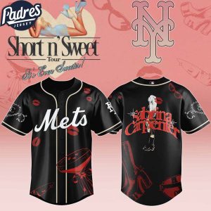 New York Mets MLB x Sabrina Carpenter Short n' Sweet Black Velvet Custom Baseball Jersey