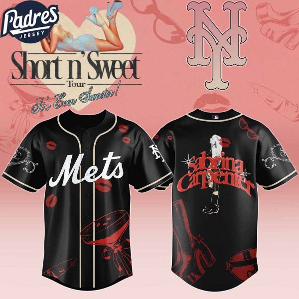 New York Mets MLB x Sabrina Carpenter Short n' Sweet Black Velvet Custom Baseball Jersey