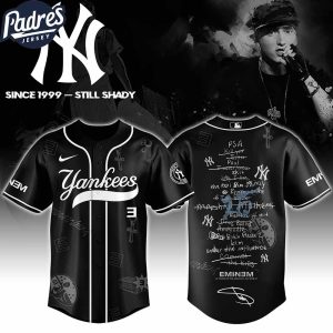 New York Yankees MLB x Eminem 25th The Slim Shady LP List Music Custom Baseball Jersey