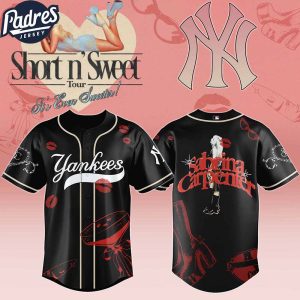 New York Yankees MLB x Sabrina Carpenter Short n' Sweet Black Velvet Custom Baseball Jersey