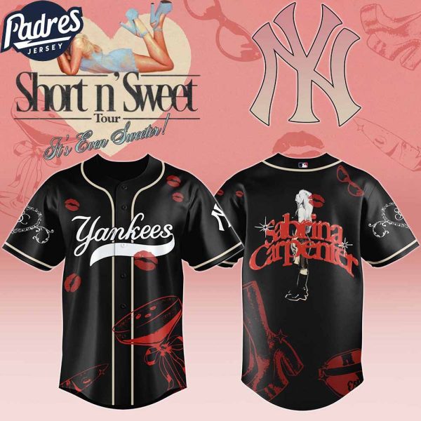 New York Yankees MLB x Sabrina Carpenter Short n' Sweet Black Velvet Custom Baseball Jersey