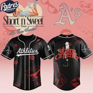 Oakland Athletics MLB x Sabrina Carpenter Short n' Sweet Black Velvet Custom Baseball Jersey