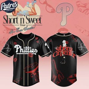 Philadelphia Phillies MLB x Sabrina Carpenter Short n' Sweet Black Velvet Custom Baseball Jersey